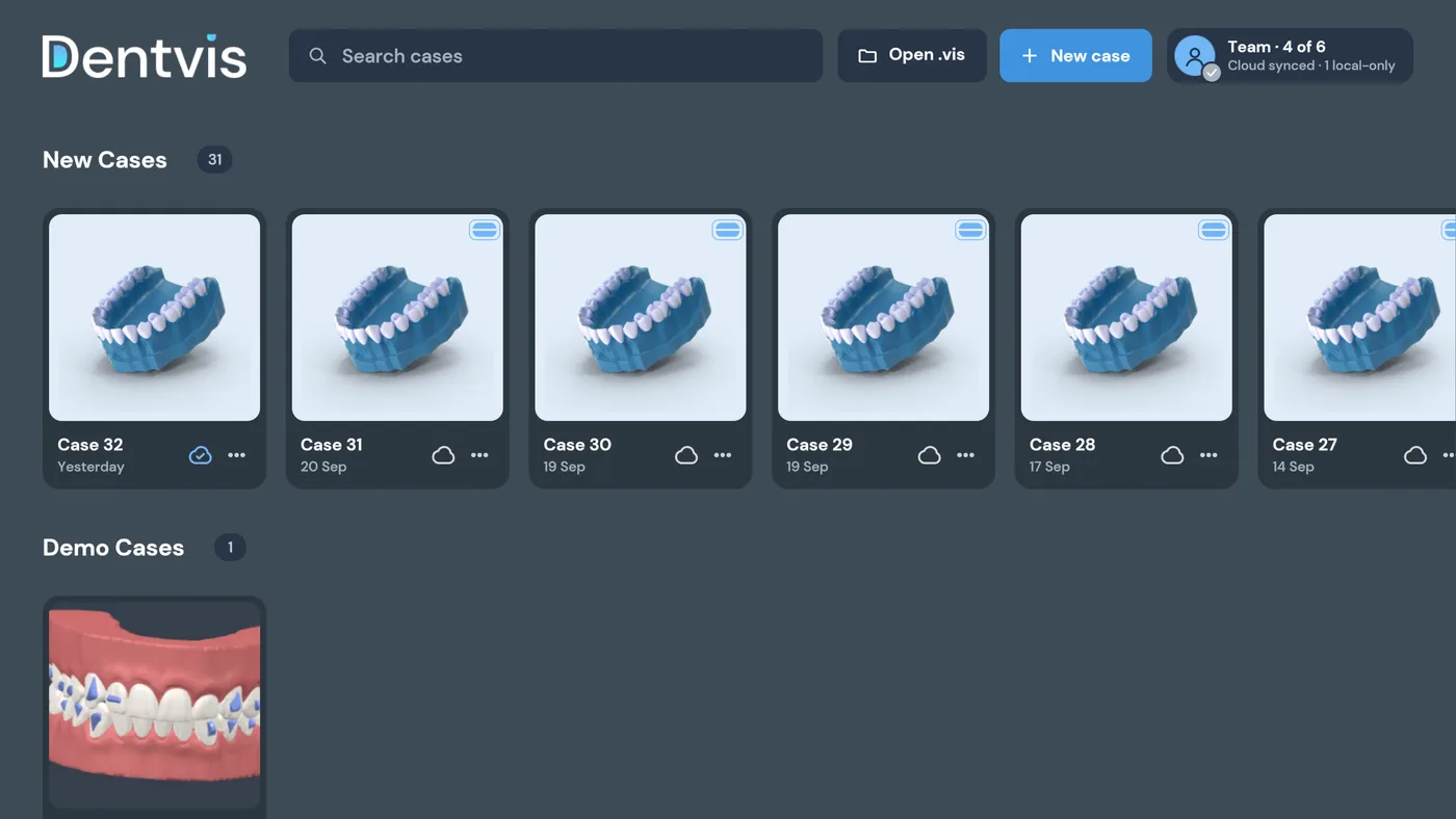 Case overview in DentVIS
